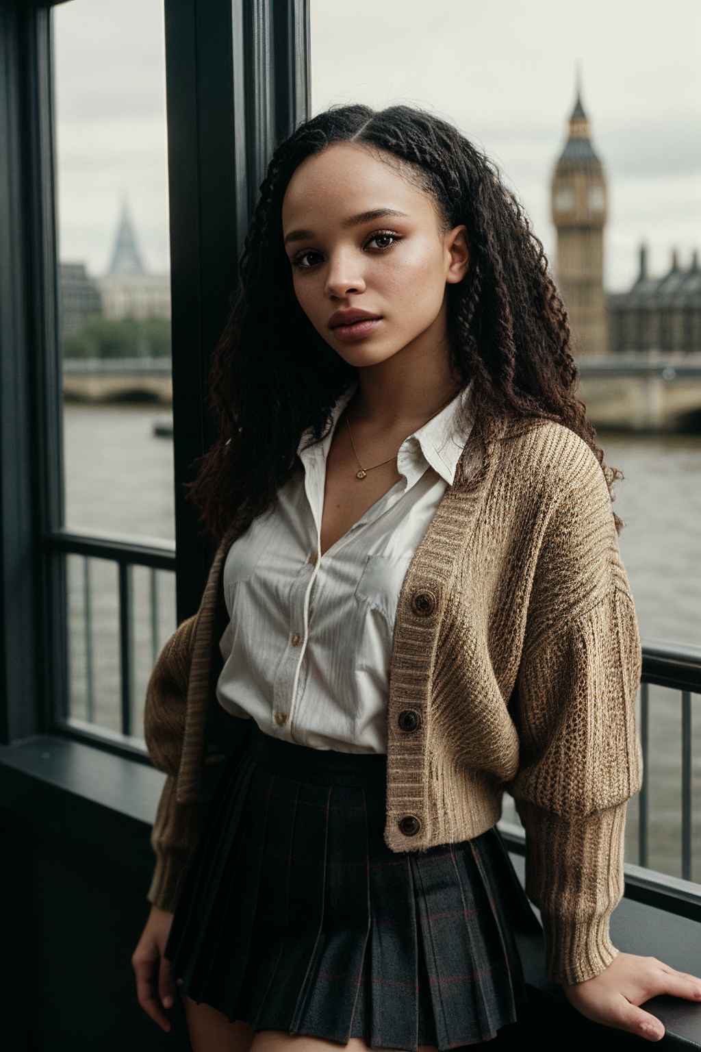 00298-2725439527-TrualityEngineV3-photo of (s1s1str1nger-135_0.99), a woman, perfect hair, posing, (vintage photo, Cardigan, Pleated Skirt), 24mm, (tintype), (ana.png